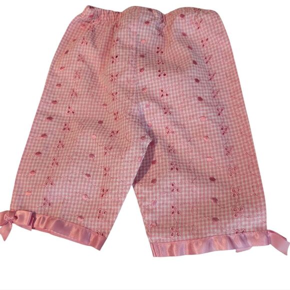 Bonnie‎ Jean Y2K Infant Girl Pink Embroidered Checkered Pants - Picture 1 of 5